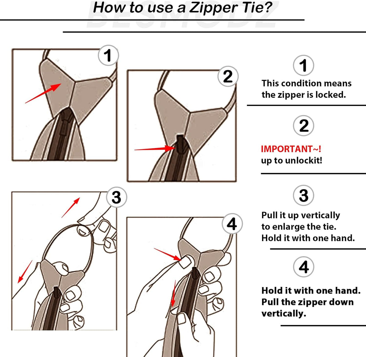 Men'S Lot 6 PCS Classic Zipper Ties Pretied Solid Color Necktie Set