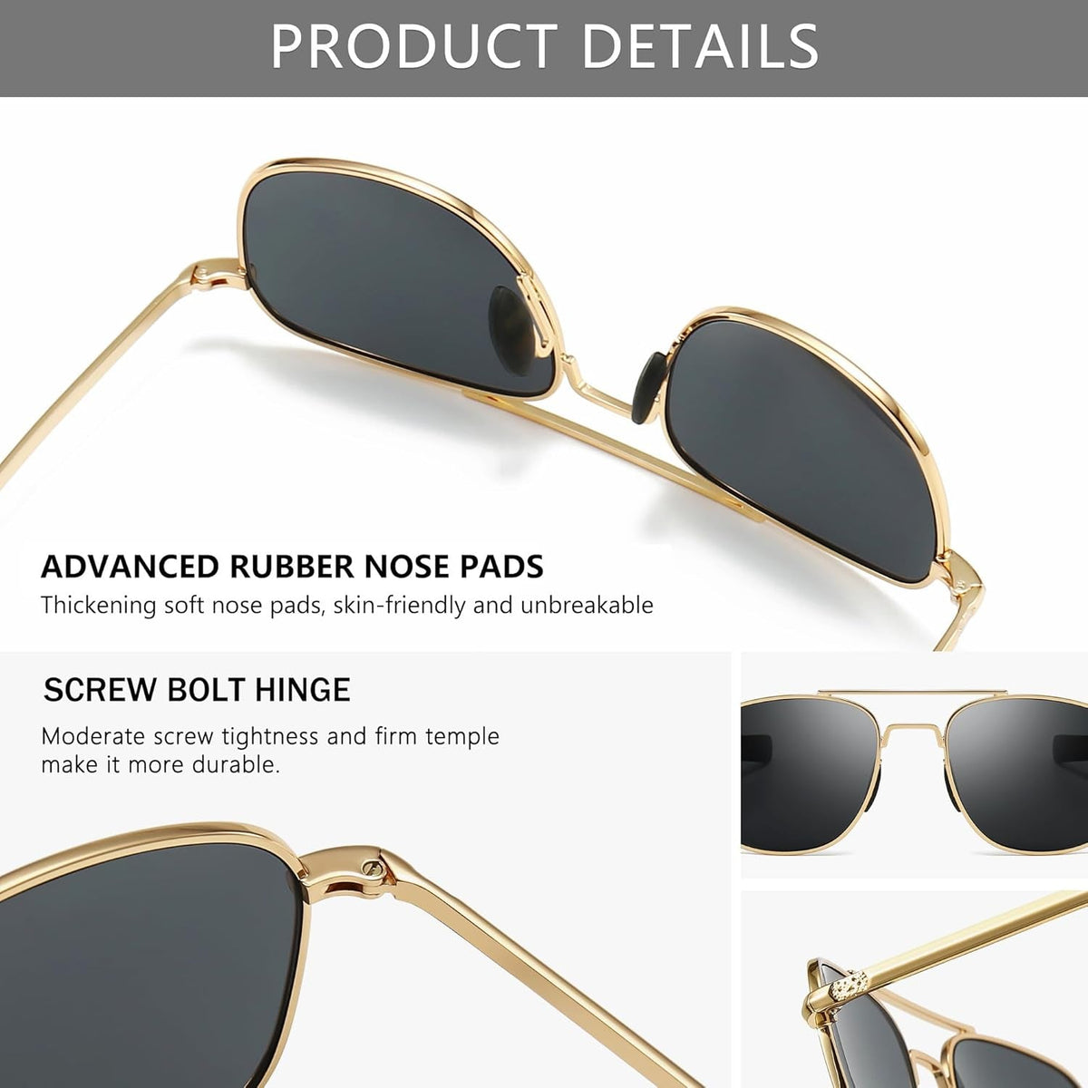 Men'S Military Style Polarized Pilot Aviator Sunglasses Bayonet Temples