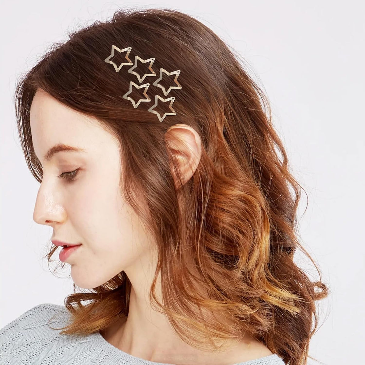 Star Hair Clips 2000S Y2K Snap Hair Barrettes Non Slip Star Hair Accessories Silver Metal Hair Clips for Girls Women -15 PCS 1.18"