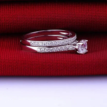 1.3Ct Cubic Zirconia Anniversary Wedding Band Engagement Solitaire Ring Bridal Sets 925 Sterling Silver