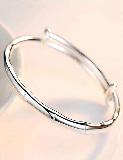 S925 Silver Bangle Bracelet for Women, Elegant Women‘S Sterling Silver Bracelet Bangle Adjustable 6.4-7.8 Inches Small Size