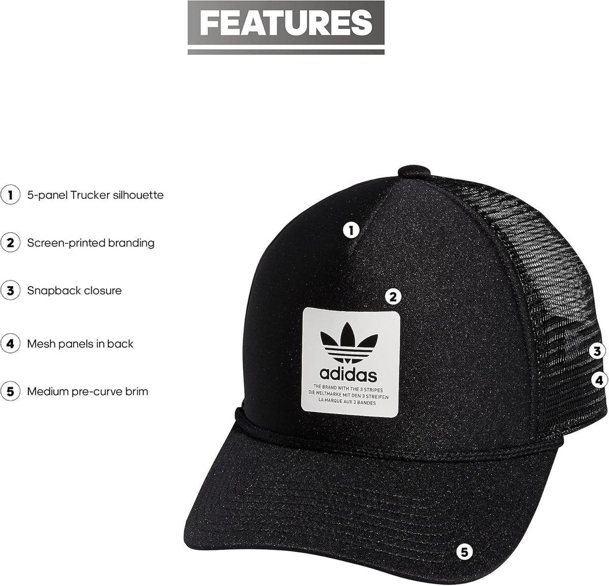 Dispatch Trucker 5-Panel High Crown Mesh-Back Adjustable Strapback Cap