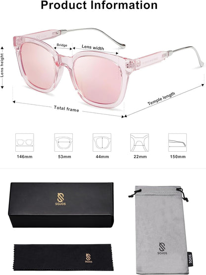 Classic Square Polarized Sunglasses for Women Men Retro Trendy UV400 Sunnies SJ2050