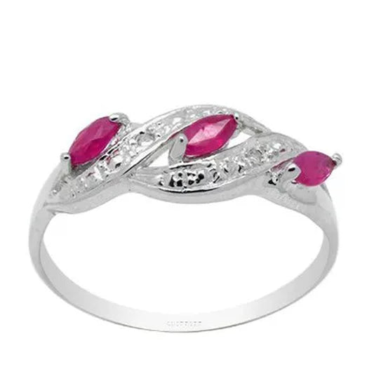 CoLife Jewelry Fashion Silver Ruby Ring for Woman 2.5mm * 5mm Natural Ruby Silver Ring 925 Silver Ruby Jewelry Gift for Wife