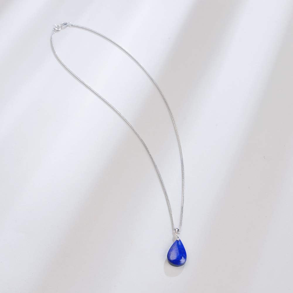 925 Sterling Silver Natural Crytral for Womens Pendant Necklace, Gemstone Birthstone with 17.8" Silver Chain Ladies