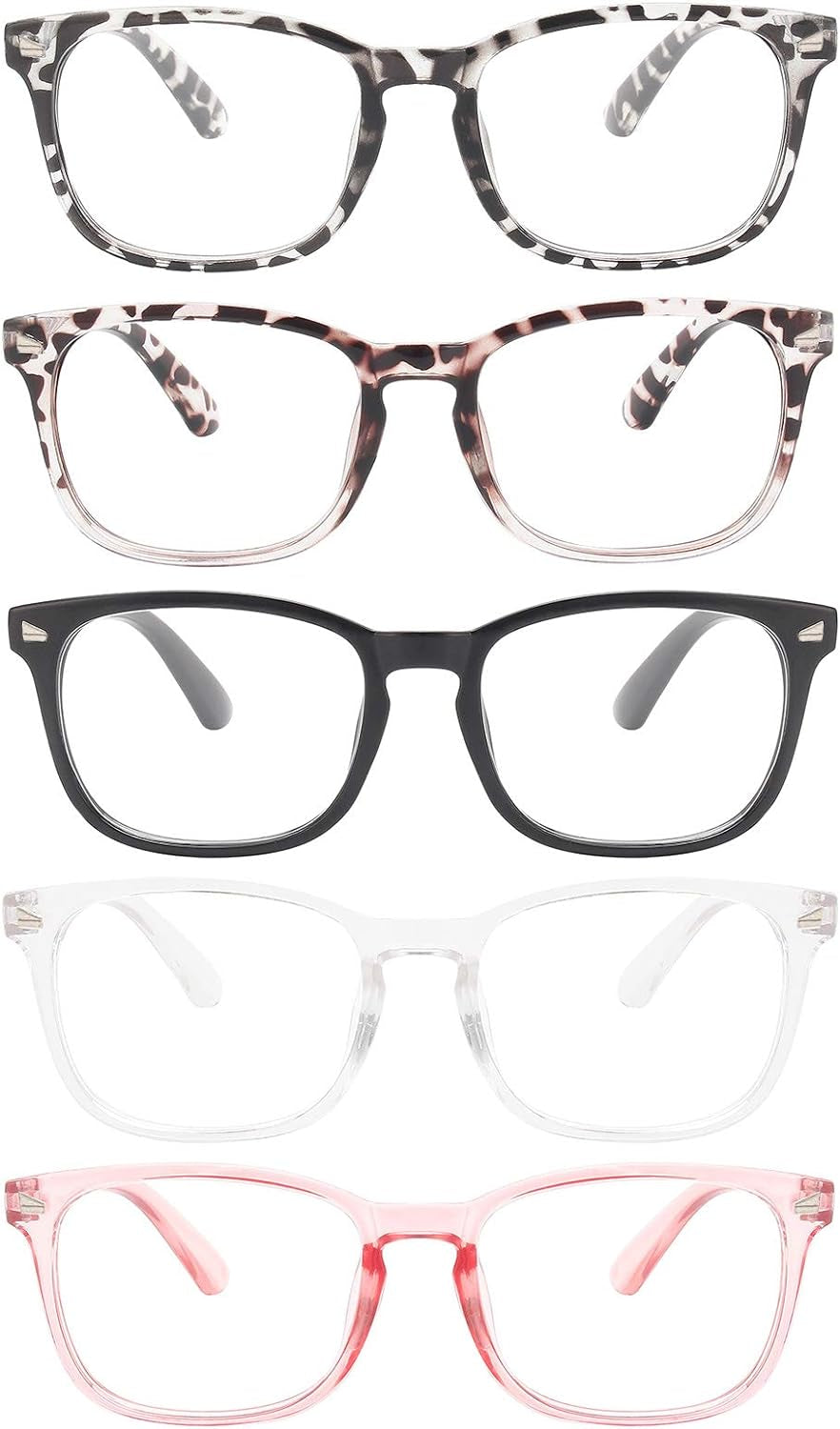 6 Pack Blue Light Blocking Glasses for Computer Gaming, Fashion Fake Anti Eye Strain Eyeglasses for Women Men (6 Pack Mix-01)