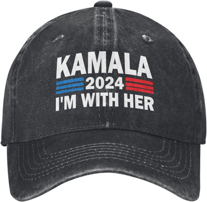 I'M with Her Kamala Vote for 2024 President Kamala Harris Hats Hat Classic Fashion Cap for Men Women