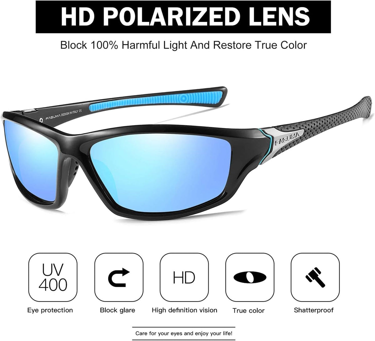 Sports Polarized Sunglasses for Men Cycling Driving Fishing UV400 Protection