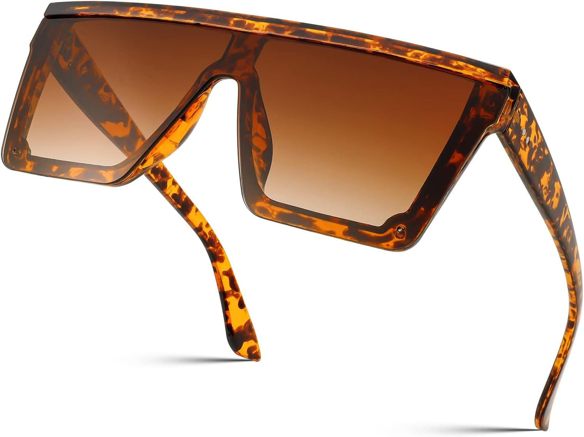 Oversized Sunglasses Mens Womens Flat Top Square Trendy Visor Shades UV400 B2470