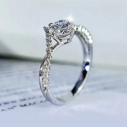 Luxury Bride Jewelry Trendy 925 Sterling Silver Criss Cross Ring White Sapphire Eternity Diamond Engagement Rings for Women Wedding Accessories Anniversary Party Gift
