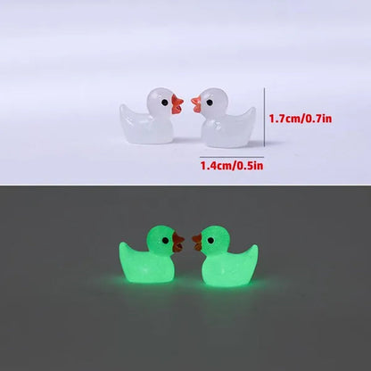 100/50/25/5PCS Mini Luminous Resin Ducks Glow in The Dark Miniature Ornament Tiny Ducks For DIY Fairy Garden Micro Landscape Potted Decoration