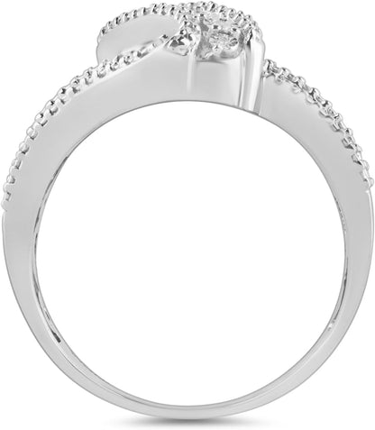 Sterling Silver Diamond 3 Row Twist Fashion Band Ring (1/10 Cttw), (Previously Amazon Collection)