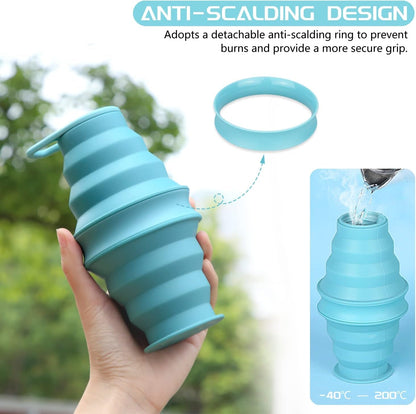 Collapsible Water Bottle,17Oz(500Ml) Reuseable BPA Free Silicone Foldable Water Bottles for Travel Gym Camping Hiking, Portable Leak Proof Sports Water Bottle with Carabiner