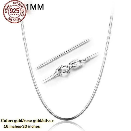 Best Ladies Chain Necklace Solid Surface Filled with 18K Gold and Italian 925 Sterling Silver Jewelry Figaro Snake Chain Necklace Fine Jewelry Length: 16-30 Inches