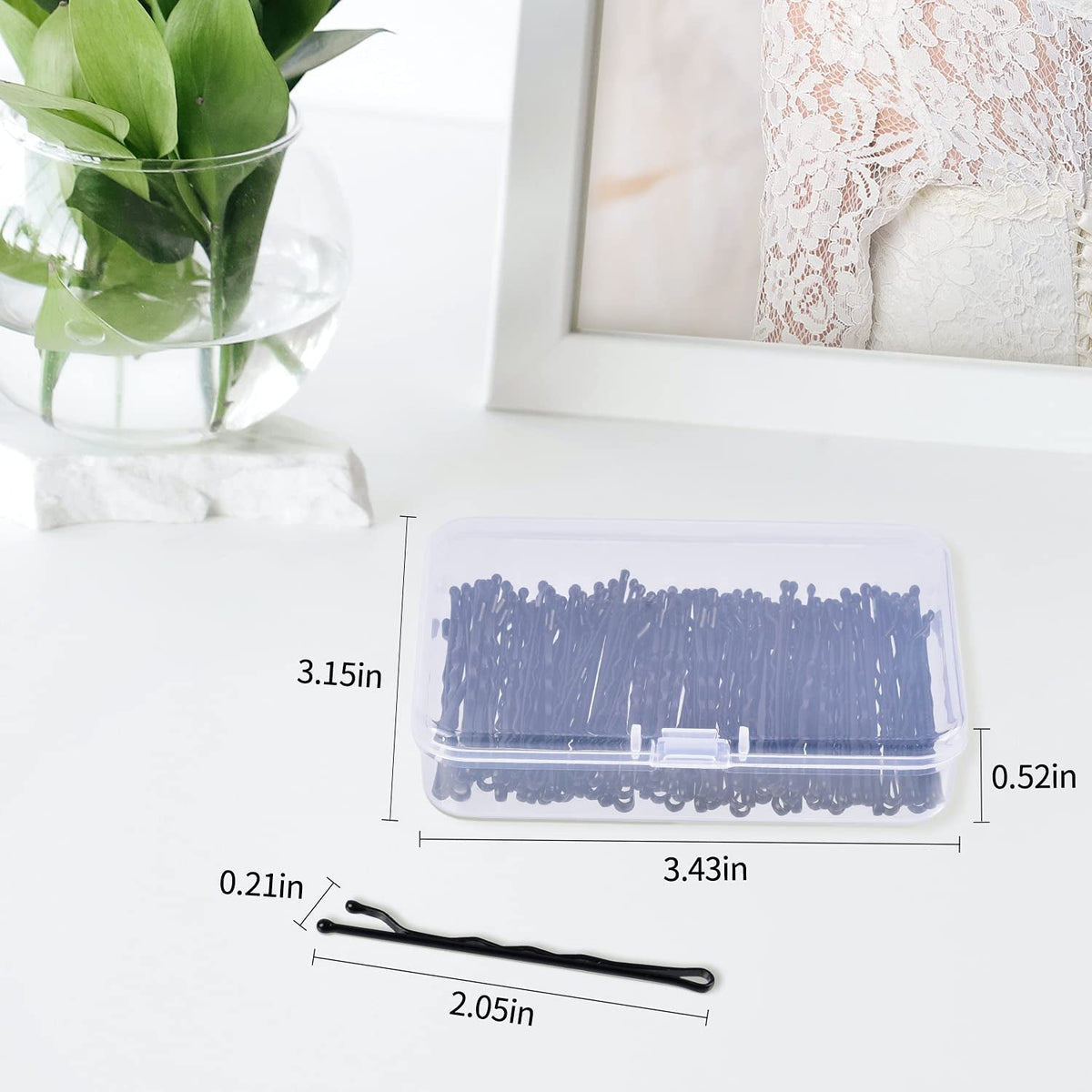 120Pcs Bobby Pins Black, 2Inches Bobby Hair Pins Bulk with Box for Women Girls
