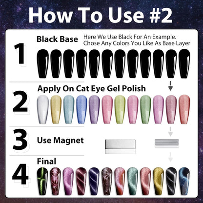 Cat Eye Gel Nail Polish Set of 12 Colors Magnetic Nail Polish Set Holographic Glitter 9D Galaxy Series Cat Eye Gel Polish Set with 2 Magnet Stick for Home DIY Soak Off UV LED