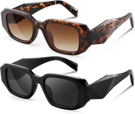 Trendy Rectangle Sunglasses for Women Men,Y2K Vintage Retro 90S Aesthetic Cool Driving Sunglasses