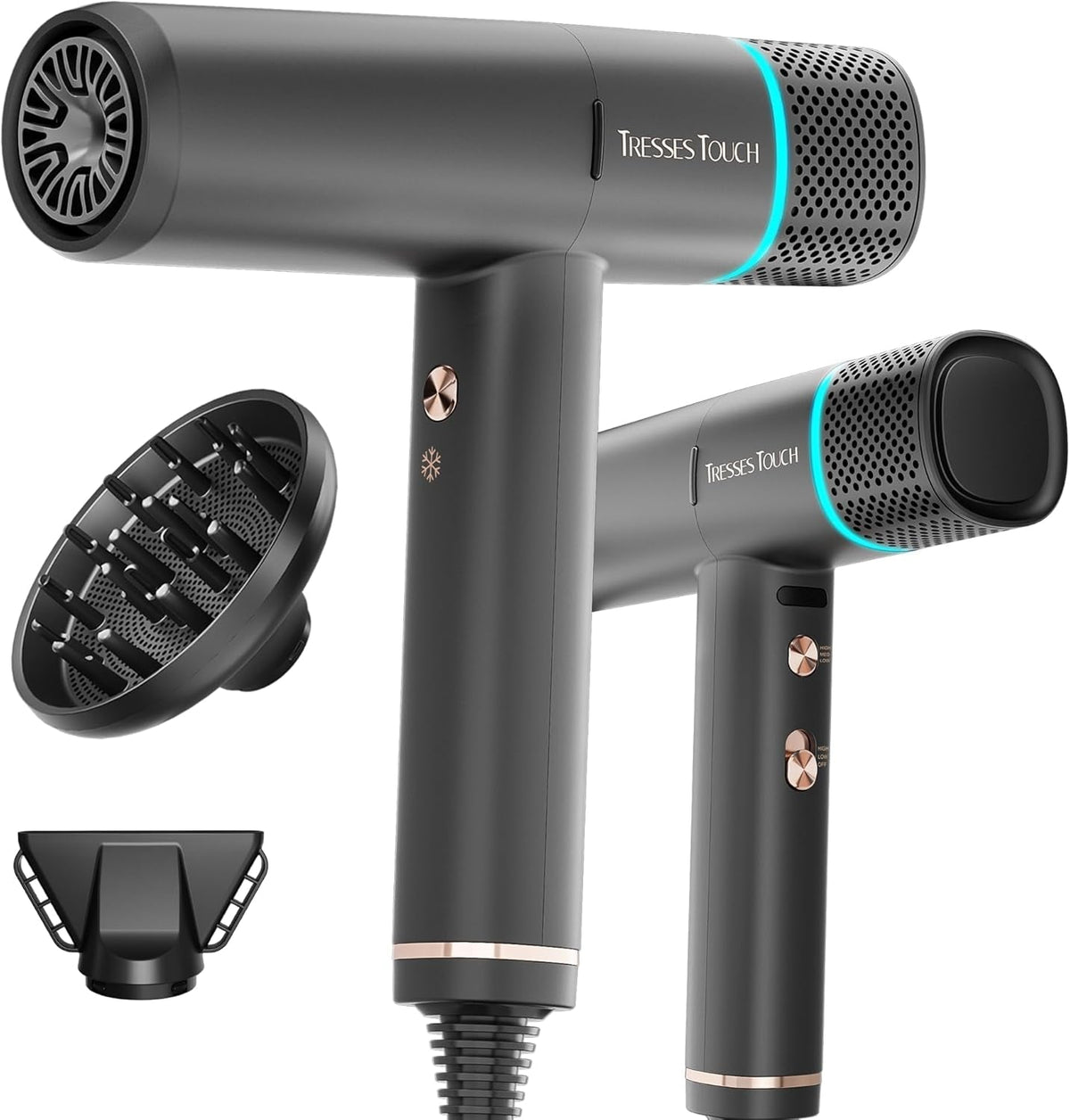 Hair Blow Dryer 150000 RPM, 200 Million Negative Ionic Blow Professional Hair Dryer with Diffuser, 3 Temps/2 Speeds, 6.56 Ft Cord Fast Drying and Portable for Home Traveling, Black