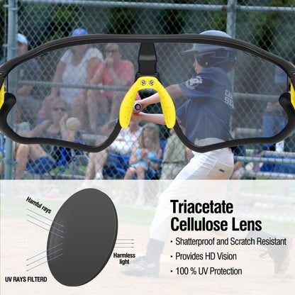 Kids Sunglasses Youth Baseball Sun Glasses Lightweight TR90 Frame UV400 Sports Cycling Shades for Boys Girls DK268