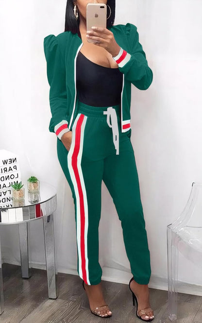 Women'S 2 Pieces Outfits Long Sleeve Zipper Jacket and Pants Set Tracksuits