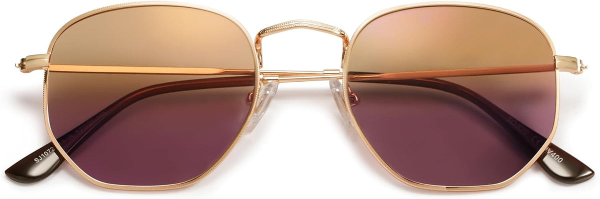 Square Polarized Sunglasses for Women Men Small Hexagonal Polygon Mirrored Lens SJ1072