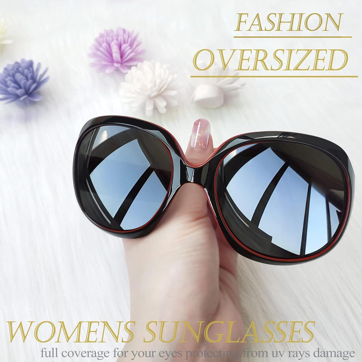Oversized Sunglasses Womens Trendy Polarized Large Driving Sun Glasses Ladies UV Protective Big Sunnies Shades