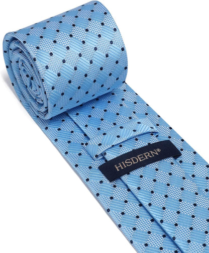 Mens Ties Plaid Tie and Pocket Square Set Classic Woven Formal Checkered Neckties & Handkerchief Wedding Party