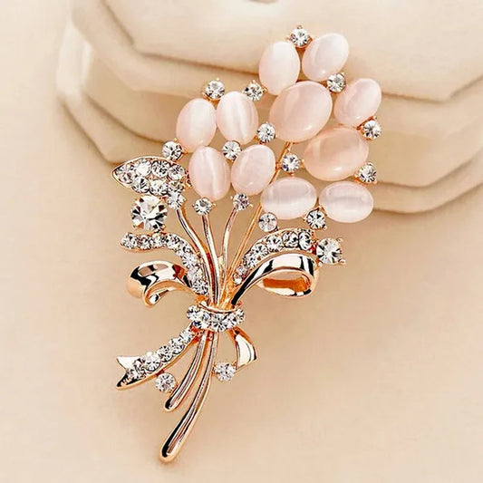 New Fashionable Opal Stone Flower Brooch Pin Garment Accessories Birthday Gift brooches for women  rhinestone brooch Pin Jewelry Gift Arrow