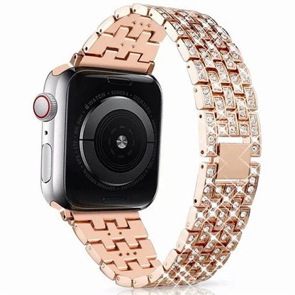 Compatible with Apple Watch Bands 44mm 42mm 40mm 38mm for iWatch Strap Series 6/SE/5/4/3/2/1 Replacement Metal Wristband Bling Diamond Band