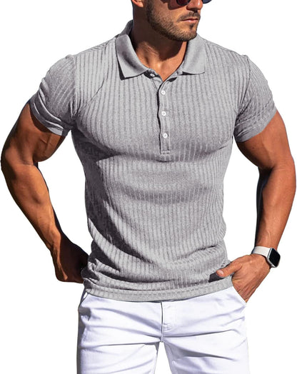 Muscle Polo Shirts for Men Slim Fit Short Sleeve Golf Shirts Men Dry Fit Shirts Casual Stylish Clothes