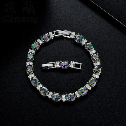Gem Stone King 925 Sterling Silver Gorgeous Oval and Round Sparkling Cubic Zirconia CZ Tennis Bracelet Jewelry Gift
