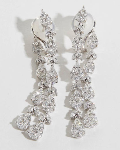 Diamond Scene 5.21ct Illusion Diamond 18k White Gold Dangle Earrings