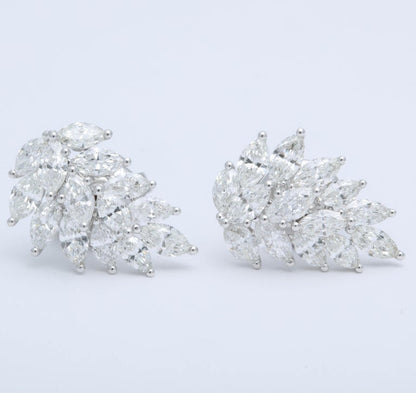 4.57 Carat Marquise Diamond Cluster 18k White Gold Earring Cuffs
