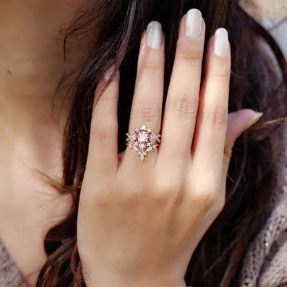 Exquisite Ladies Fashion Jewelry Anniversary Promise Gift Princess Party Rings Bridal Engagement Wedding Ring Set Size 5-11