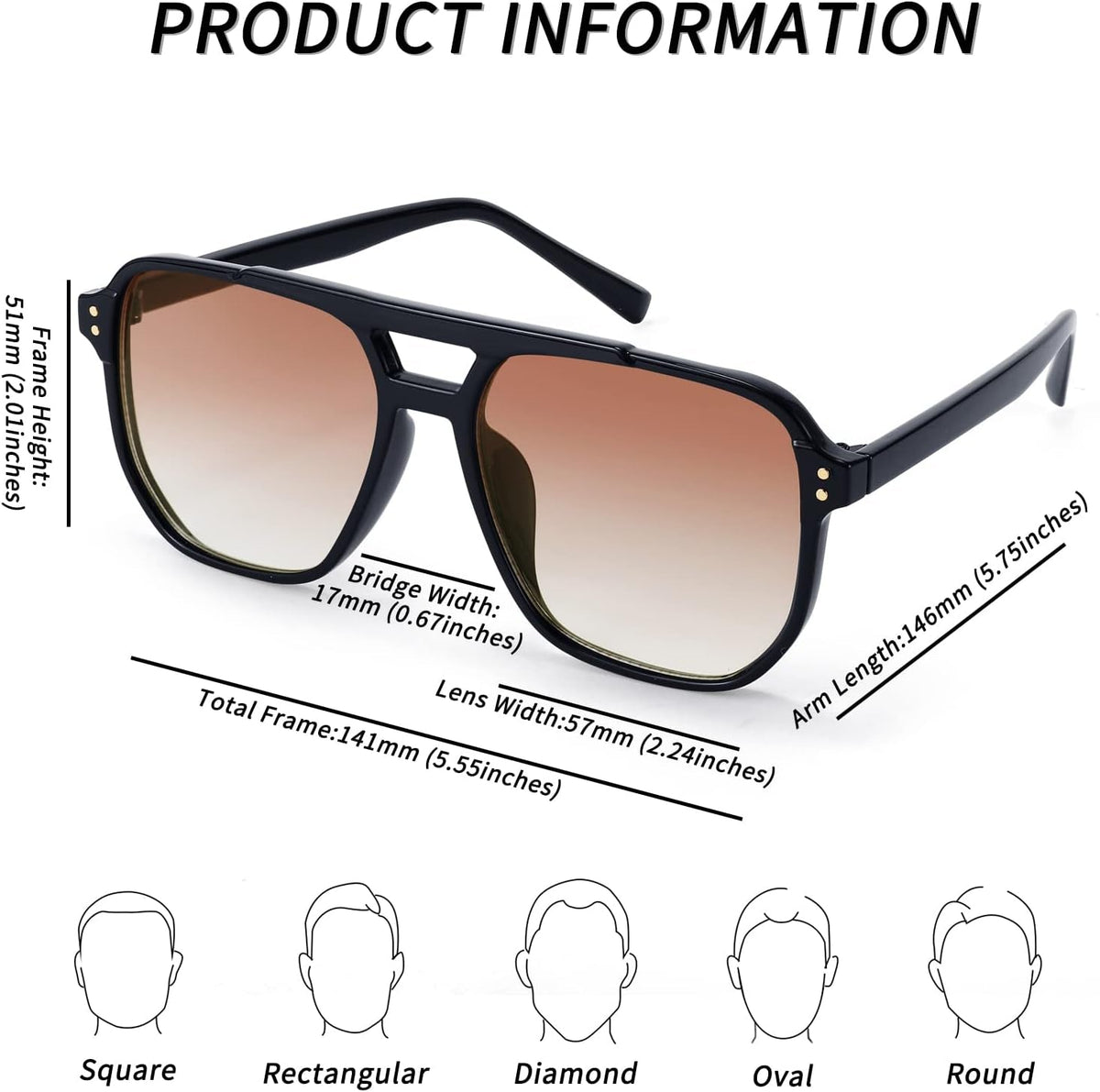 Retro Square Aviator Sunglasses Women Men 70s Vintage Trendy Plastic Frame Sun Glasses B2835