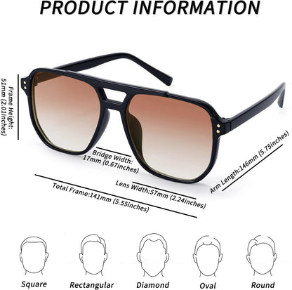 Retro Square Aviator Sunglasses Women Men 70s Vintage Trendy Plastic Frame Sun Glasses B2835