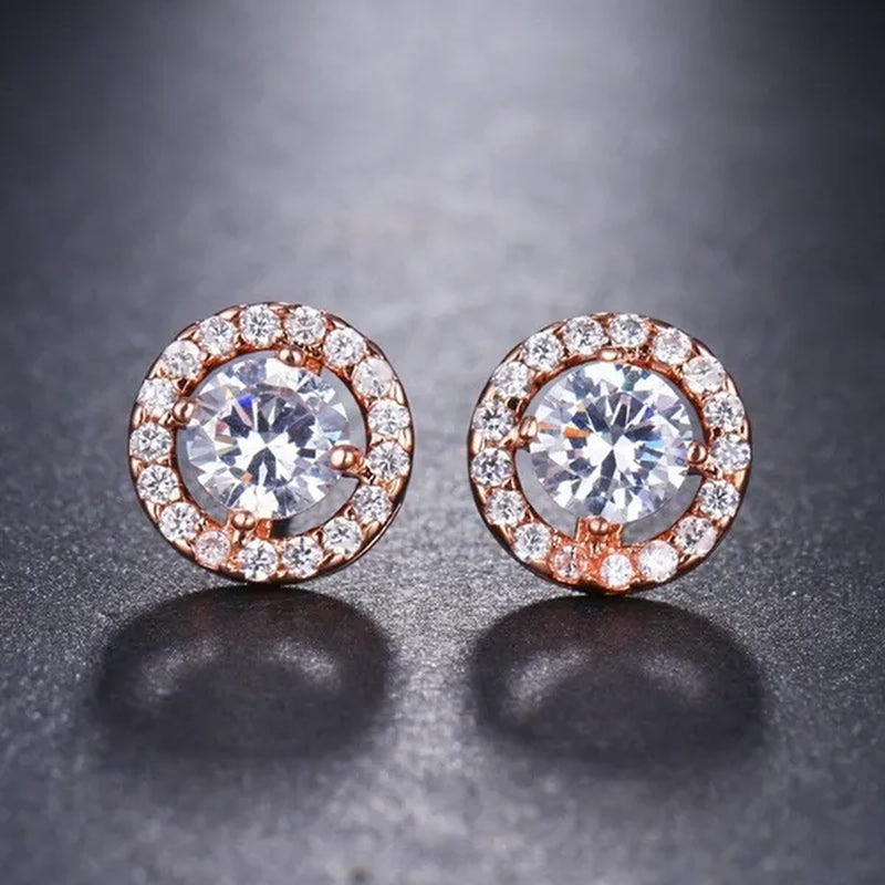 Trendy 1.25 Carat Round Moissanite White Diamond Halo Brilliant Cut Stud Earrings Bridal Wedding Engagement Jewelry Gift