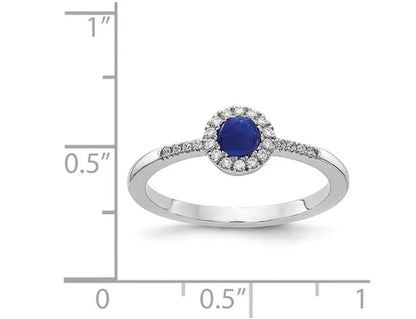 1/2 Carat (ctw) Blue Sapphire Cabachon Ring in 14K White Gold with Diamonds