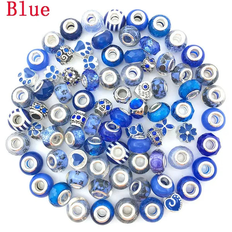 40/80pcs Fashion bracelet 925 Sterling Silver large hole beaded isolation beads Crystal bead DIY jewelry accessories.