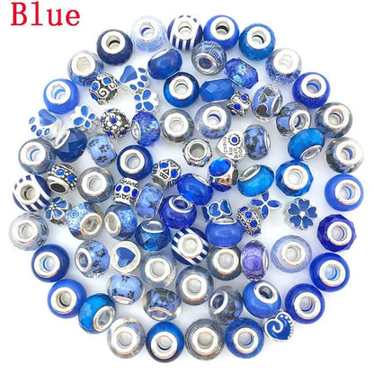 40/80pcs Fashion bracelet 925 Sterling Silver large hole beaded isolation beads Crystal bead DIY jewelry accessories.