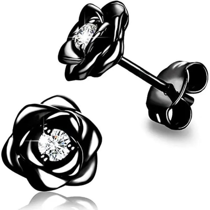 Exquisite Cute Rose Flower Stud Earrings for Women Daily Casual Party Jewelry Gift