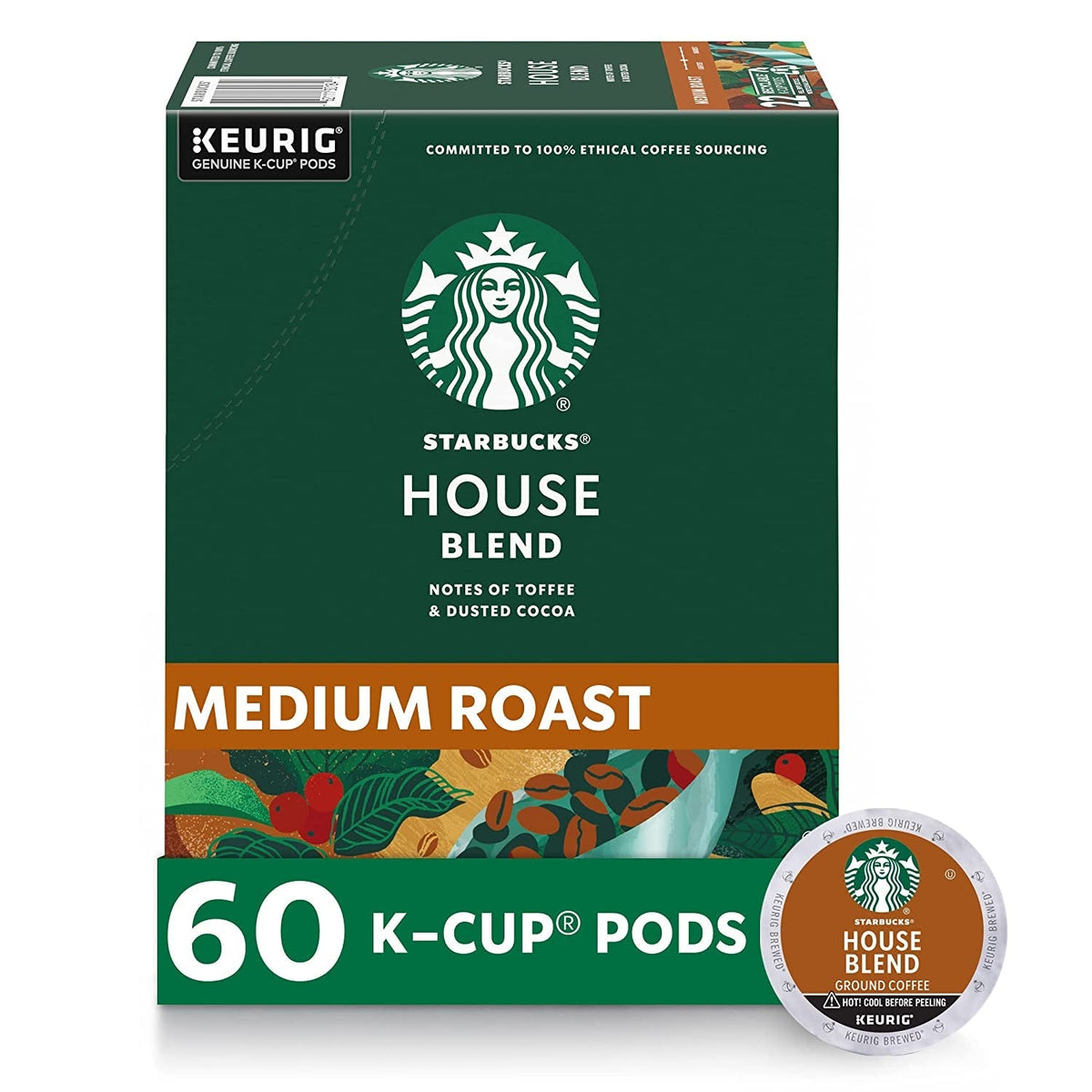 K-Cup Coffee Pods, Medium Roast Coffee, Pike Place Roast for Keurig Brewers, 100% Arabica, 6 boxes (60 pods total)