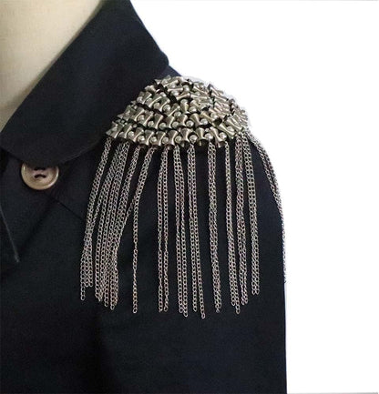 1 Pair Shoulder Epaulet Gold Chain Tassel Shoulder Badge Epaulettes Brooch Pin Ringmaster Halloween Costume Appliqes Patches