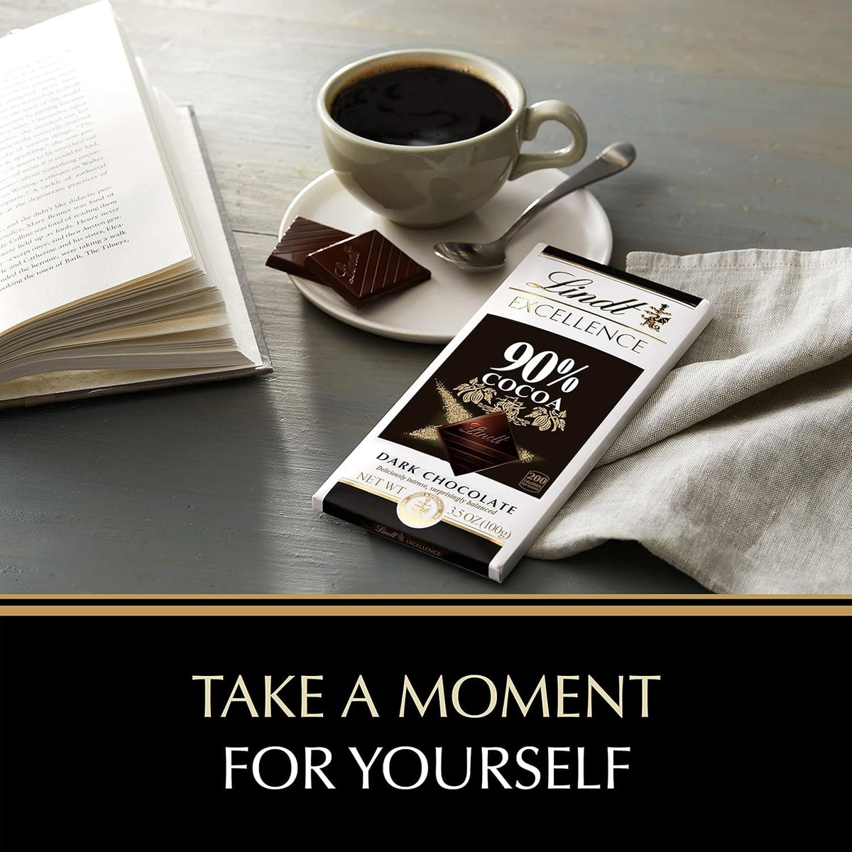 EXCELLENCE 90% Cocoa Dark Chocolate Candy Bar, Dark Chocolate, 3.5 Oz. Bar