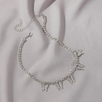 YUNSEABUY Little Butterfly Pendant Full Diamond Choker Necklace For Women Girls Jewelry