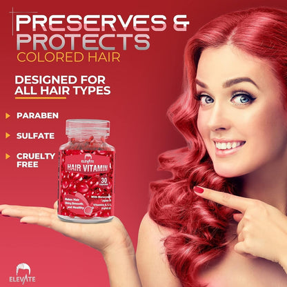 Hair Treatment Serum Oil Capsules - Conditioning Repair & Moisturizing Formula with Argan Jojoba Oils Vitamins a C E Pro Vitamin B5 Healthier Smooth Silky Thicker for Softness (1 Bottle)