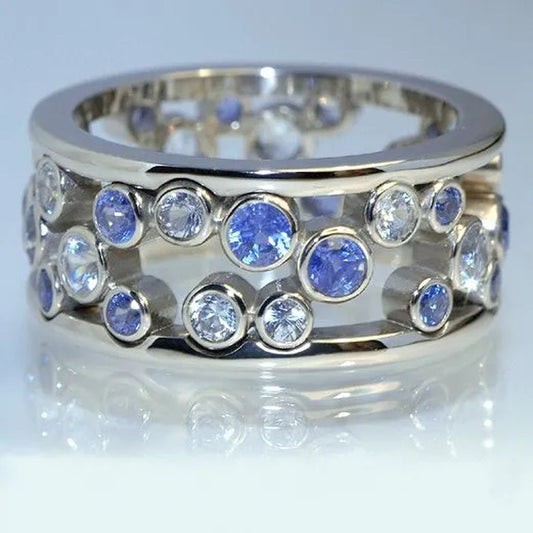 Exquisite and Fashion 925 Sterling Silver White Diamond Ring Elegant Vine Ring Diamond Jewelry Engagement Wedding Band Rings for Women US Size