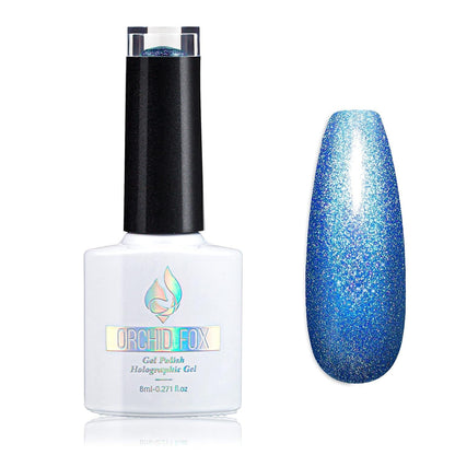 Holographic gel nail polish glitter: Led UV Gel Polish Sparkle Color Soak Off Nail Art Gel DIY Design Manicure 1 PCS 8ML Shiny Gold