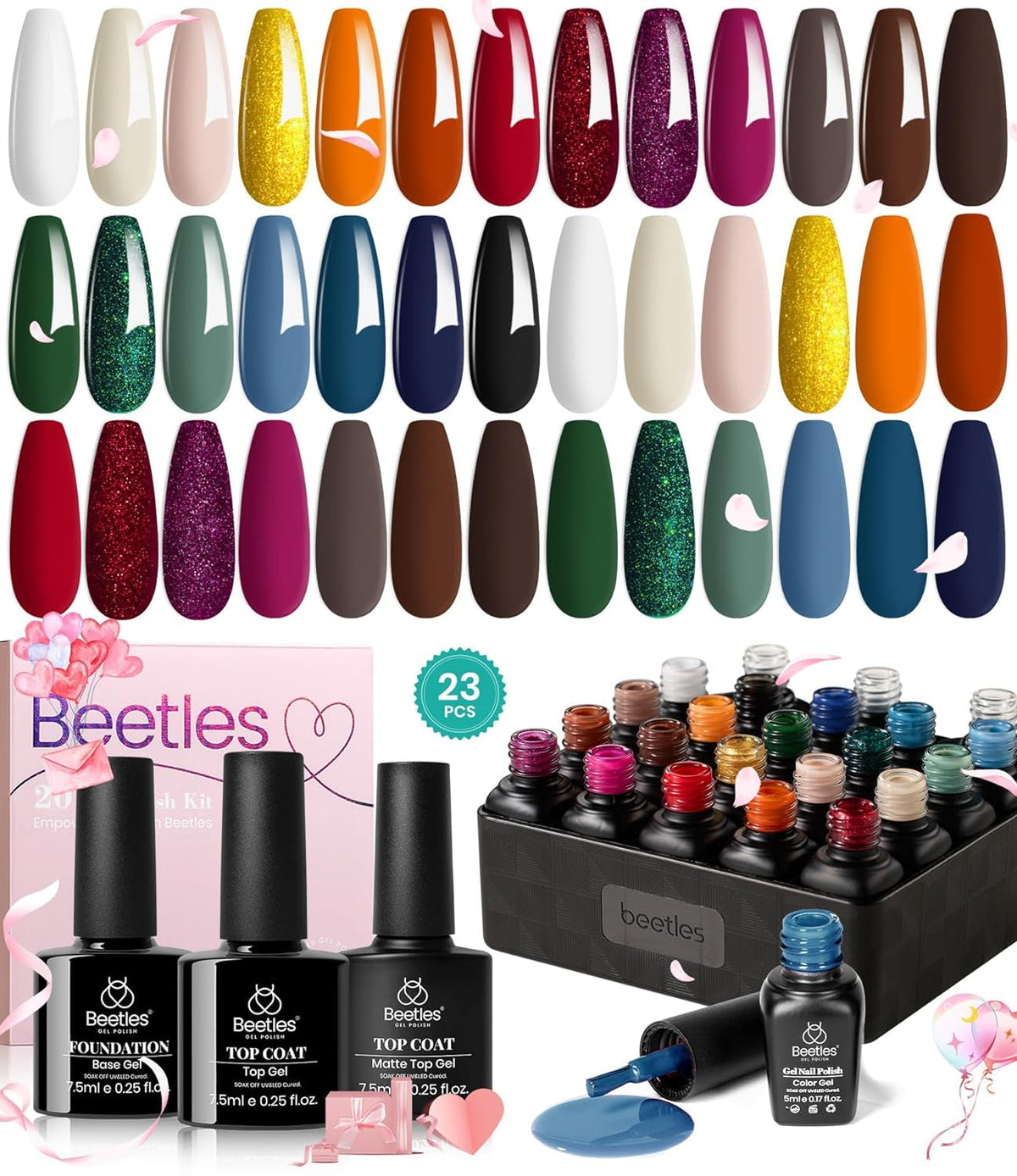 Nail Set 20 Colors Healing Elixir Collection Manicure Kit Pink Neutral Purple Blue Green Gel Nail Kit with 3Pcs Base Matte and Glossy Top Coat Soak off Uv for Women 2024 Ideal Gift
