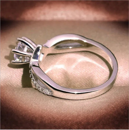 Six-Pronged Colorless Moissanite Infinity Engagement Ring In Infinity Ring Diamond Infinity Wedding Band  Infinity Ring Diamond Twist Ring Half-Way Infinity Ring Engagement Ring Anniversary Ring Rings for Women Fashion Jewelry